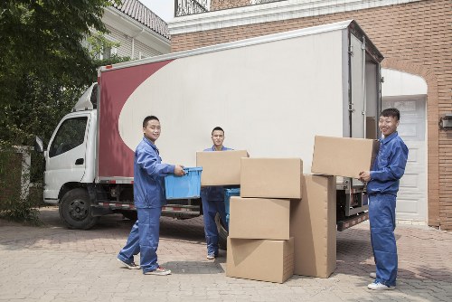 Local moving crew loading boxes and furniture