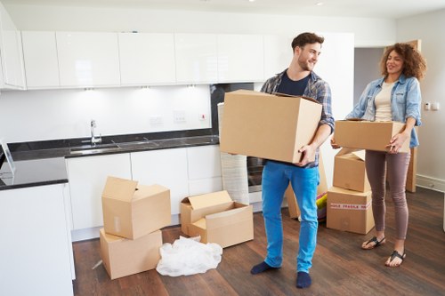 Professional movers handling belongings in a Cranford property