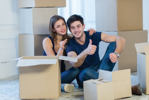 Household furniture and boxes arranged for transport