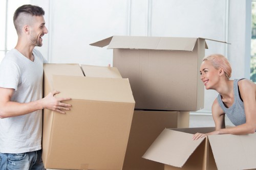 Careful unloading of household goods at a Cranford property