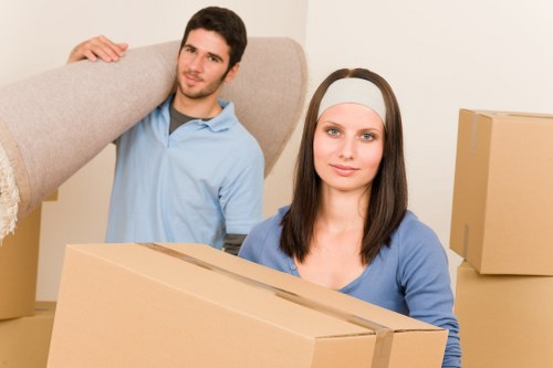 Boxes, desks, and stock ready for a Cranford business relocation