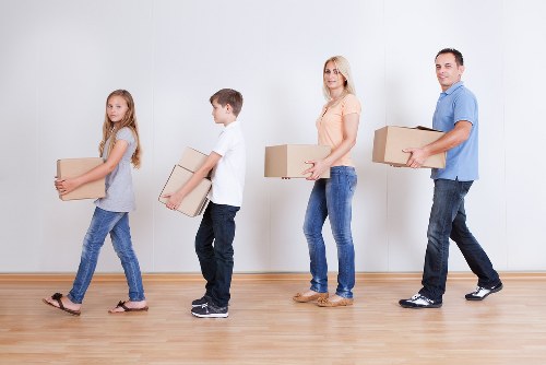 Prepared moving boxes and household furniture for a Cranford relocation